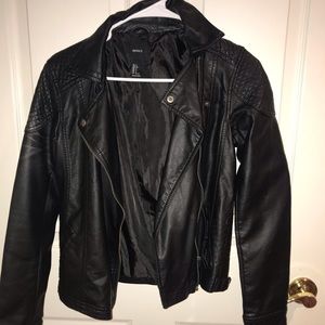 Polyester faux leather jacket